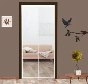 Classic Mosquito Net for Door Fiberglass Magnetic Curtain Auto Closing Insect Screen for All Door Types with Self Adhesive Hook Tape (220X130cms, Ivory)